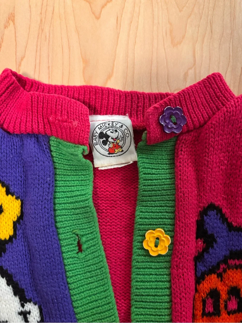 Vintage Baby Mickey & Co Varsity Style Colorblock Cardigan Size 18 mo